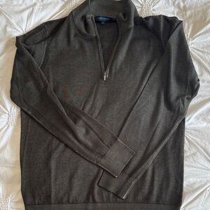 Men's Dark Olive Green Half-Zip Sweater